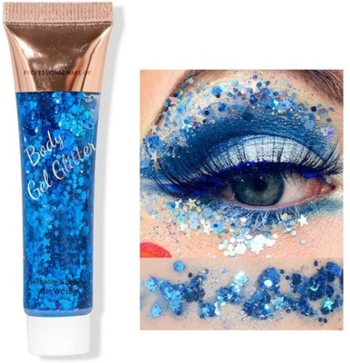 Emijun Liquid Eyeshadow Chunky Glitter For Face Hair Nails 18 g(BLUE)