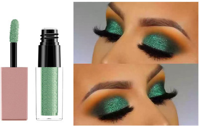 tanvi27 Non-Transfer Metallic Liquid Eyeshadow applied to eyes,lips, cheeks, and face. 4 ml(green)
