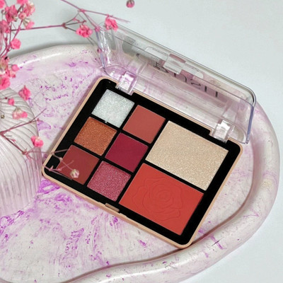 AFARAXIA 6 COLOUR MATTE & SHIMMER EYESHDAOW WITH HIGHLIGHTER, BLUSHER 02 13.5 g(MULTI COLOR)