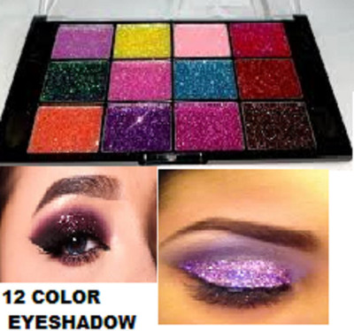 Luipui 12 COLOR GLITER EYESHADOW PALETTE PACK OF 1 21G 12 g(MULTICOLOR)