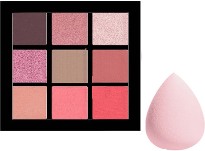 WECHARMERZ Long Wearing 9 Pigmented Colors Eyeshadow Palette With Makeup Sponge 6 g(Shade-02)