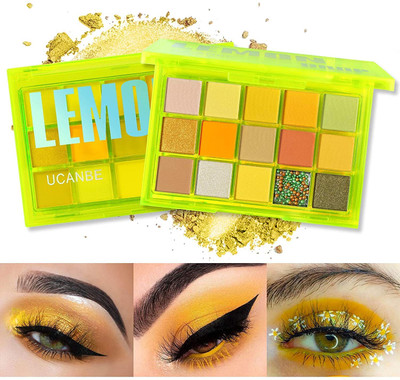 banira Eyeshadow Palette 15 Shades Make Up Pallets Kit Vibrant Shimmering Gloss 5 g(Lemon)