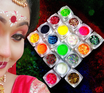 vizo Sparkling thick Chunky Glitter Powder with Shiny Neon Glitter Powder Eyeshadows 24 g(Multicolor)