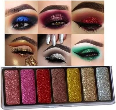 tanvi27 Eye makeup 7 colour glitter Eyeshadow palette highly pigmented shades 11.26 g(multi color)