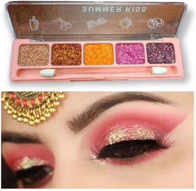 HUZURLU Pink Shimmer Pigmented Glitter Eyeshadow Palette 10.8 g(multi color)