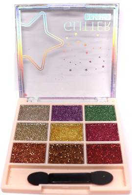 Arcanuy 9 color highly sparkle makeup glitter eyeshadow palette 10 g(MULTICOLOR)