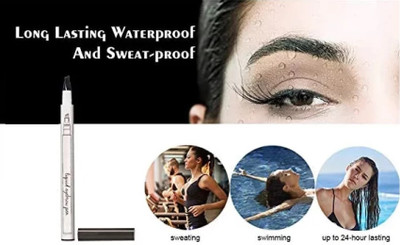GABBU Eyebrow Pen, Smudgeproof Long Lasting Fine Sketch Brow Pen with Micro-Fork-01 1 ml(BLACK)