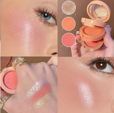 MYEONG 3 In 1 Glitter Highlighter Shiny Eyeshadow & Blusher Kit 4.8 g(Multi Shade)