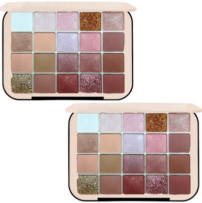 Latixmat 20 color eyeshadow highlighter pallete pack of 2 80 g(MULTICOLOR)