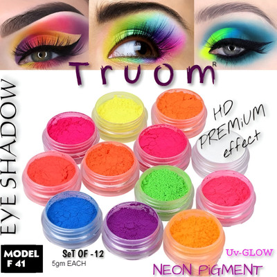 TRUOM Neon Eye Shadow With Uv-Light Effects Pigment Fluorescent Combo Set 60 g(GLOW IN PART UV-LIGHTS)