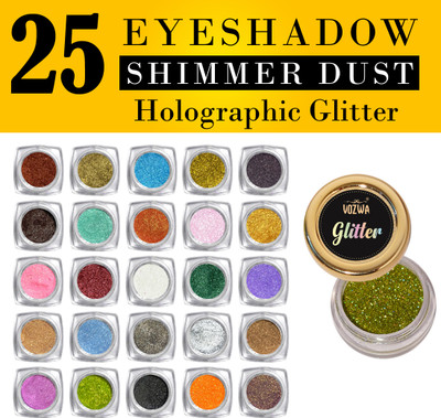 VOZWA 25 Unique Color Eye Makeup Shimmer Dust with Holographic Light Green Glitter 42 g(Multicolor)