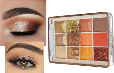 Herrlich New Shimmer 12 Colors Eyeshadow Palette Pearly Matte Glitter Shiny Makeup 18 g(MULTICOLOR)