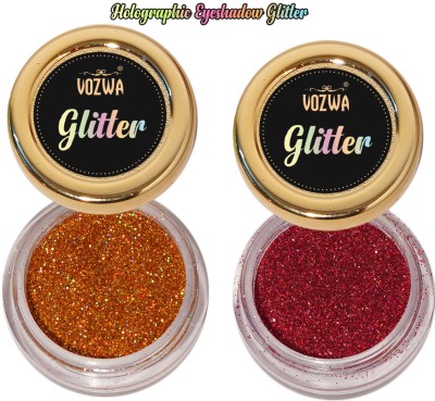 VOZWA Golden + Red Holographic Eye Shadow Makeup Glitter 8 g(Golden + Red)