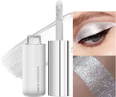 MYEONG Highly Pigmented White Shiny Metallic Liquid Non-Transfer Eyeshadow 7 ml(White Shine)