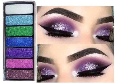 Jiwoo 7 Colours Glitter Eyeshadow Eye Shadow Palette Makeup Shimmer Matte 11.26 g(multicolour)
