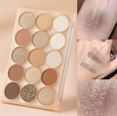 Jiwoo 15 color Eyeshadow Palette Super-blendable, Smudge-proof Eye Makeup For Girls 16 g(multicolor)