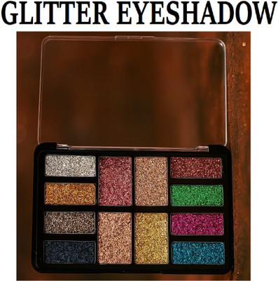 Neycare 12 COLOR SHADE NEW GLITTER EYESHADOW PALETTE PERFECT PACK OF 1 18 g(multi color)