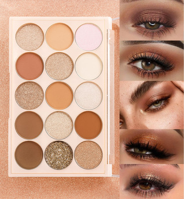 Jiwoo 15 Shades Highly Pigmented Blendable Matte and Shimmer Finish Eye Makeup 16 g(multicolor)