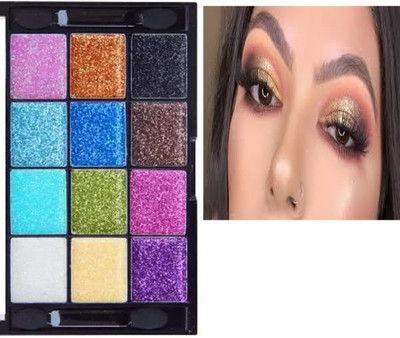 Luipui GLITTER 12 COLOR EYESHADOW PALETTE PACK OF 1 21 g(MULTICOLOR)