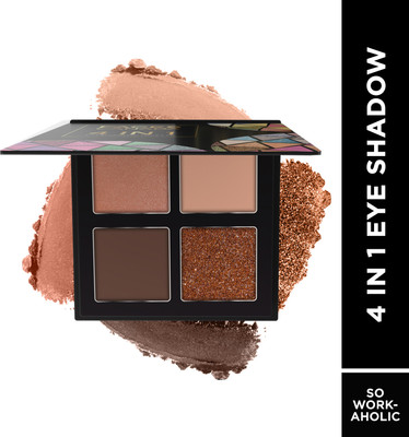 FACES CANADA 4 IN 1 Eyeshadow Palette| Vitamin E| Shimmer| Satin Matte Finish| 4.8 g(So workaholic 02)