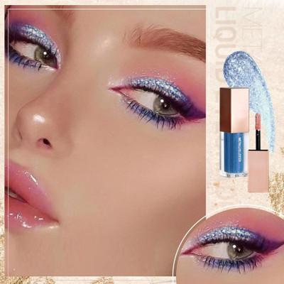 YAWI blue color Glitter Eye-shade,Metallic/Shimmer Finish 4 g(blue)