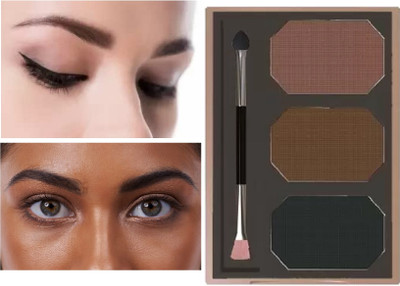 EVERERIN Matte 3 In 1 Black and Brown Eyebrow Powder Palette 9 g(MULTI COLOR)