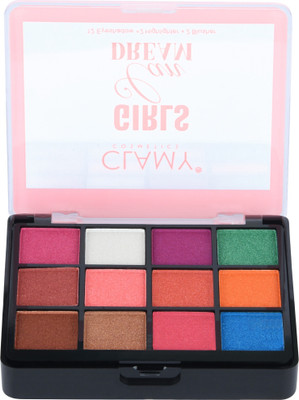 Clamy 12 Color Shimmery Eyeshadow kit+2 Shimmery Highlighter+ 2 Matte Blusher 30 g(Shade 1)