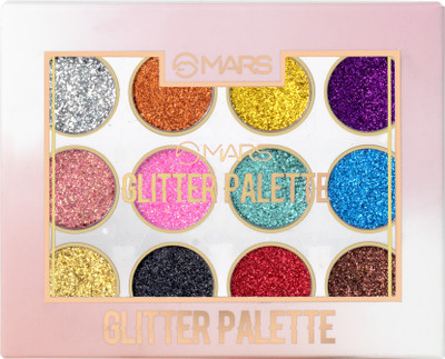 MARS 12 Shade Ultra Pigmented Glitter High Shine Eyeshadow Palette 12g (Shade-01) 12 g(Multicolor)
