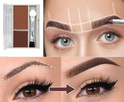 GFSU eyebrow powder cakemake up with brush Cake Makeup Waterproof Eyebrow 3.6 g(BROWN)