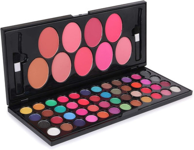Kamz 48 Colors Shimmery & Matte EyeShadow Palette with 9 Beauty Blushers Gold Palette 70 g(Multicolor)