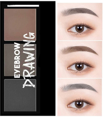 MYEONG Perfect Brow Powder with Brush Eyebrow Enhancer Waterproof 3 in 1 Kit 7.2 g(MULTI COLOR)