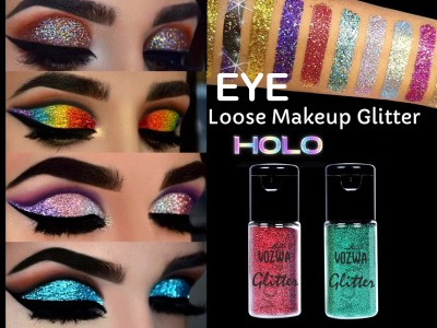 VOZWA Holographic SPARKLING EYES Loose Glitter Eyeshadow (Red + Green) 20 g(Red + Green)