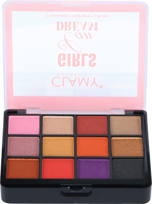 Clamy 12 Color Shimmery Eyeshadow kit+2 Shimmery Highlighter+ 2 Matte Blusher 30 g(Shade 2)