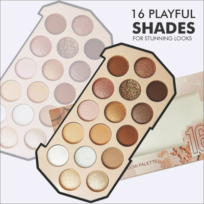 ADJD Matte & shimmer,gilliter 16 Colour eye shadow palette 17.6 g(MULTI COLOUR)