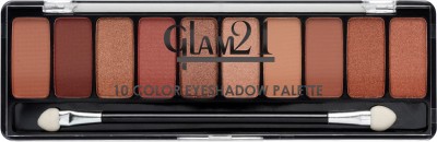 Glam21 Cosmetics 10 Color Eyeshadow Palette - Soft Matte & Creamy Shimmer in Just One Swipe 8.8 g(Shade-02)