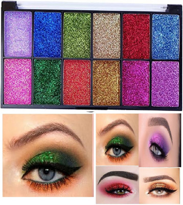 Luipui 12 color shimmer eyeshadow waterproof 12 g(Multicolored)