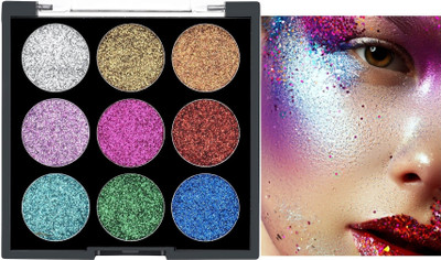 DARVING 9 Beautiful Color Ultra & Shiny Pigmented Bling it on Glitter Eyeshadow Palette 7.65 ml(MULTI COLOR)