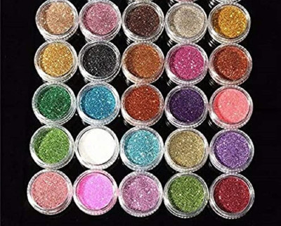 SEUNG NEW PACK OF 25 GLITTER AND SHIMMER EYE SHADOW POWDER 50 g(MULTI COLOR)