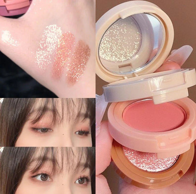 manasona 3in1 face highlighter+blusher with mini compact palette |travel/pocket friendly 4.8 g(Multi)