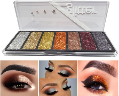 MYEONG Makeup Pigmented 7 Pressed Glitter Eyeshadow Palette 11.26 g(Multicolor)
