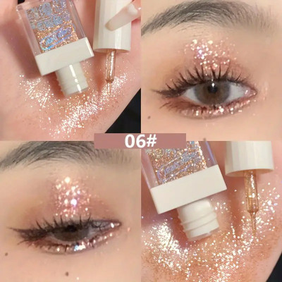 DAIMANPU Gege Bear Glitter Highlighter Liquid Eye Shadow – 6 Shades of Sparkling Magic 4 g(Rich Gold)