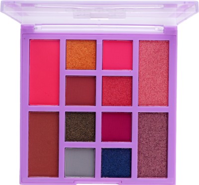 Beauty Berry 12 Color Matte & Shimmery Eyeshadow Palette with Blusher & Highlighter 20 g(Shade - 02)