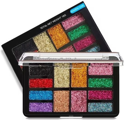 BLUEMERMAID 12 Shades Glitter Eyeshadow Palette, Shimmery Finish 18 g(MULTI COLOR)