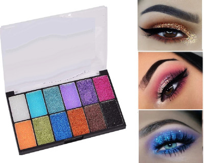 Jiwoo 12 color shimmer eyeshadow palatte for waterproof and long lasting 14.3 g(multi colour)