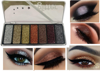 ADJD Shimmer Glitter Eyeshadow Palette Set 7 Color Eye Shadow Makeup Kit 22.52 ml(MULTI)