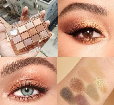 GABBU 12 Colors Matte & Shimmer High Pigmented Eyeshadow Palette 14 g(Multi Color)