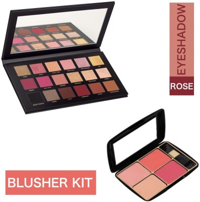 INDIANA HUDA 18 Multicolor High Pigmented Rose Eyeshadow Palette & 4IN1 Blusher Kit 100 g(Multicolor)