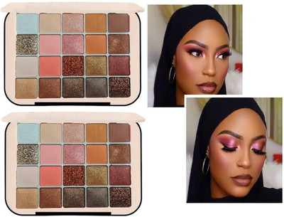 Latixmat 20 colors eyeshadow highlighter pallete pack of 2 80 g(MULTICOLOR)