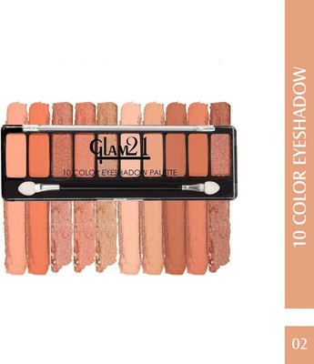 Glam21 Cosmetics 10 Color Eyeshadow Palette - Soft Matte & Creamy Shimmer in Just One Swipe 8.8 g(Shade-02)