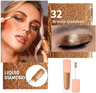 USBK Metallic Liquid Eyeshadow | Highly Pigmented Eyeshadow 4 g(GOLD)